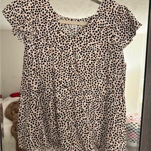 Old Navy Beige Leopard-Print Flutter Sleeve Top